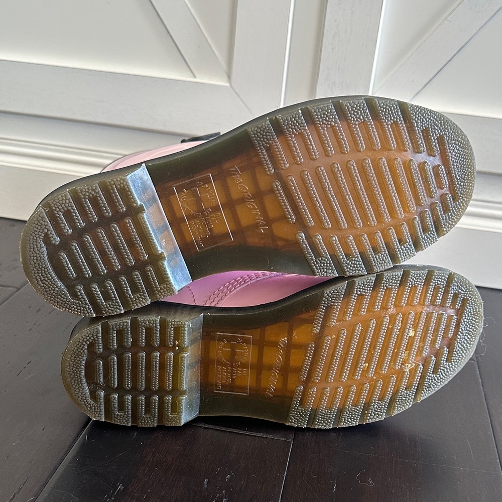Dr. Martens Glossy Baby Pink Combat Boots - Picture 6 of 8